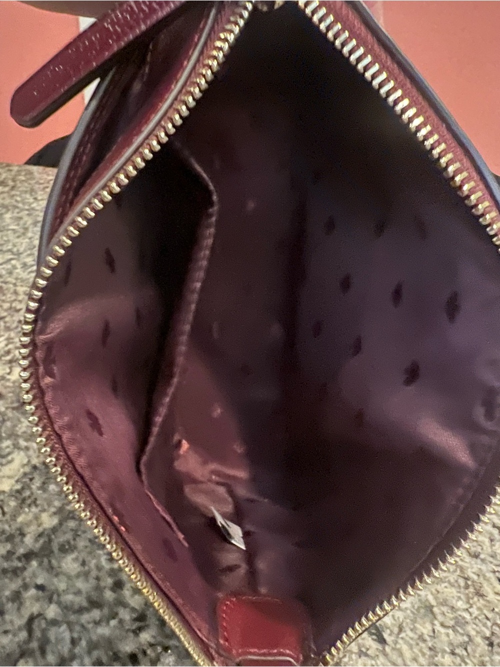 kate spade burgundy pebble leather crossbody with gold hardware - Picture 7 of 11
